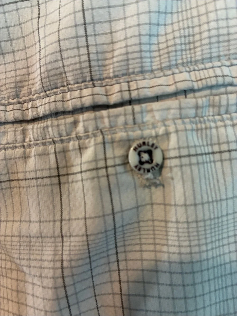 Hurley Size 29-16 Boys Plaid Casual Shorts - White/Gray